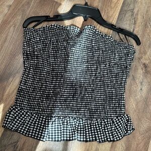 Gingham ruffle hem tube top